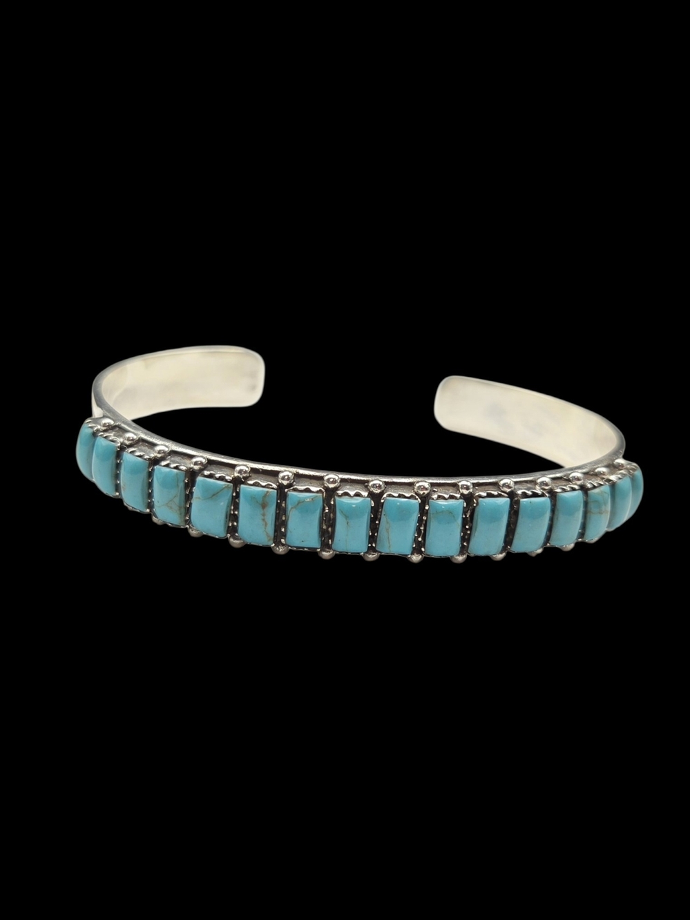 Sterling Silver Turquoise Channel Cuff Bracelet - Women's Jewelry